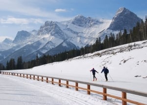 Cross Country Ski World Cup competitor during the winter at the Canmore Nordic Centre