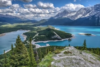 kananaskis lakes in the summer taken from sarrail ridge