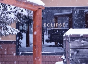 The exterior of Eclipse Coffee Roasters in the winter