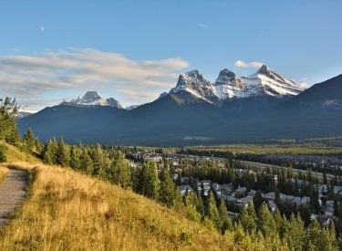 The Three Sisters Mountains seen from the other side of the Bow Valley