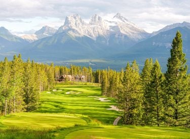Silvertip Resort with the three sisters mountains in the background